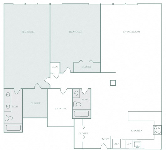 Harbor Hill Apartments floor plan B14 - 2 bed 2 bath - 2D Harbor Hill Apartments floor plan B14 - 2 bed 2 bath - 2D