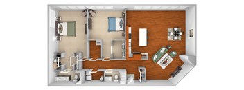 Harbor Hill Apartments - B15 - 2 bed 2 bath - 3D