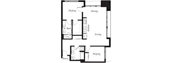 B15 - 2 Bed - 2 Bath - 1076 Sq Ft - 2D - Willow Apartments