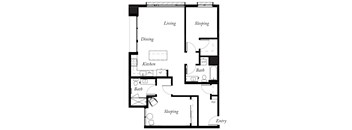 B16 - 2 Bed - 2 Bath - 1148 Sq Ft - 2D - Willow Apartments