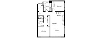 B19 - 2 Bed - 2 Bath - 980 Sq Ft - 2D - Willow Apartments