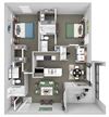 Lodge at Cypresswood - B1 - 2 bedrooms - 2 bath - 3D floor plan Lodge at Cypresswood - B1 - 2 bedrooms - 2 bath - 3D floor plan