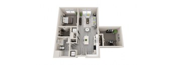 A20 - 1Bed 1Bath - Rockwell at Crown - 3D Floor Plan