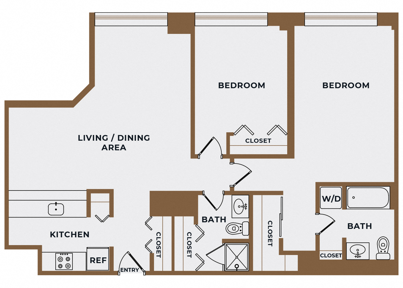 B1 - 2Bed 2Bath - The Broderick - 2D