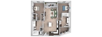 La Via - B01 - 2 bedroom - 2 bath - 3D floor plan