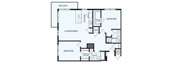 Lansdale Station Apartments B1 floor plan - 2 bed 2 bath