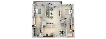 Monterra Las Colinas - B1 - 2 bedroom - 2 bath - 3D