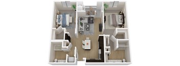 B1 - 2 Bed - 2 Bath - 1122 sq ft - Talavera Apartments - 3D