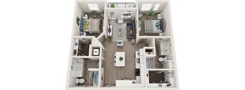 Element 25 apartments B1 2-bedroom 3D floor plan