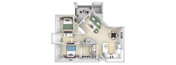 Lantern Woods - B2 - The Baymont - 2 bedroom - 2 bath - 3D floor plan