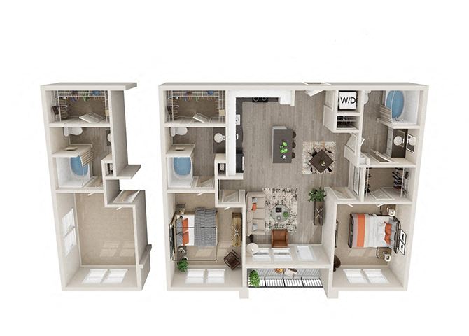 B2 - 2Bed 2Bath - 1163SF