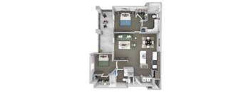 The Fairways - B1 Torrey Pine - 2 Bedroom 2 Bath - 3D