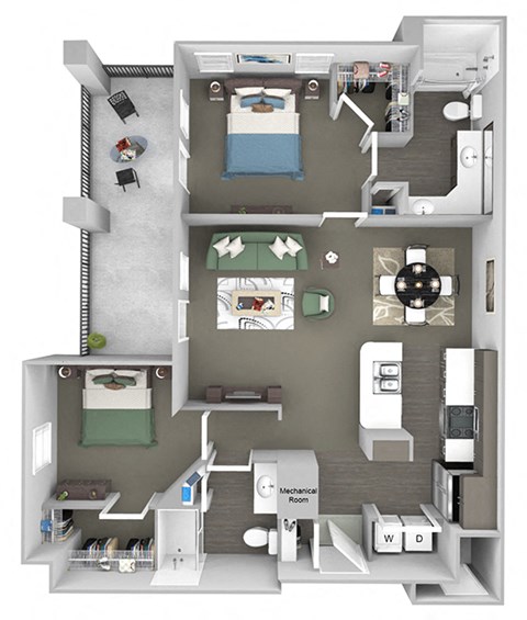 The Fairways - B1 Torrey Pine - 2 Bedroom 2 Bath - 3D