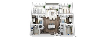 Juncture B2 floor plan 2 beds 2 baths 3D