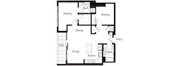 B21 - 2 Bed - 2 Bath - 1056 Sq Ft - 2D - Willow Apartments