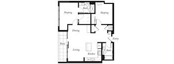 B22 - 2 Bed - 2 Bath - 1061 Sq Ft - 2D - Willow Apartments