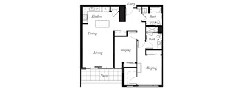 B23 - 2 Bed - 2 Bath - 1118 Sq Ft - 2D - Willow Apartments