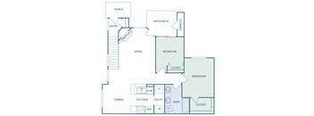 B2 - 2Bed 1Bath - 959 Sq Ft - 2D