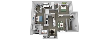 Weston Point - B2 - 2 bed - 2 bath - 3D floor plan