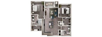 Arazo apartments - B2 - 2 bedroom 2 bath - 3D