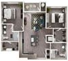 Arazo apartments - B2 - 2 bedroom 2 bath - 3D Arazo apartments - B2 - 2 bedroom 2 bath - 3D