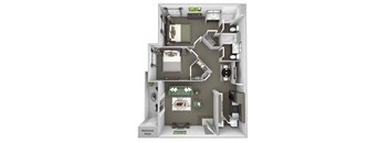 Antelope Ridge - B2 Impala with Garage - 2 bed 2 bath - 3D Floor Plan