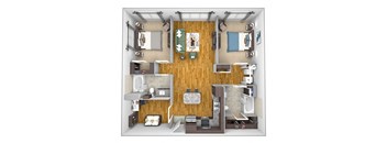 AVANT on Market Center - B2 - 2 bedroom and 2 bath - 3D