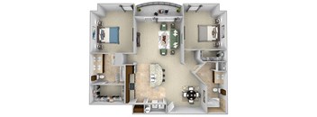 Monterra Las Colinas - B2 - 2 bedroom - 2 bath - 3D