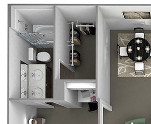 Foothills at Old Town - B2 (Sage) - 2 bedrooms and 2 bath - 3D floor plans Foothills at Old Town - B2 (Sage) - 2 bedrooms and 2 bath - 3D floor plans