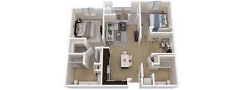 B2 - 2 Bed - 2 Bath - 1 Den - 1160 sq ft - Talavera Apartments - 3D