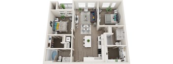 Element 25 apartments B2 2-bedroom 3D floor plan