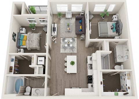 Element 25 apartments B2 2-bedroom 3D floor plan