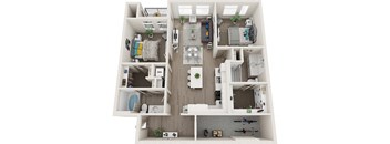 Element 25 B2a 3d 2 Bedroom floor plan