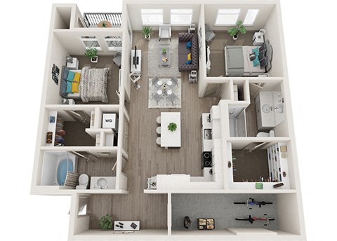 Element 25 B2a 3d 2 Bedroom floor plan