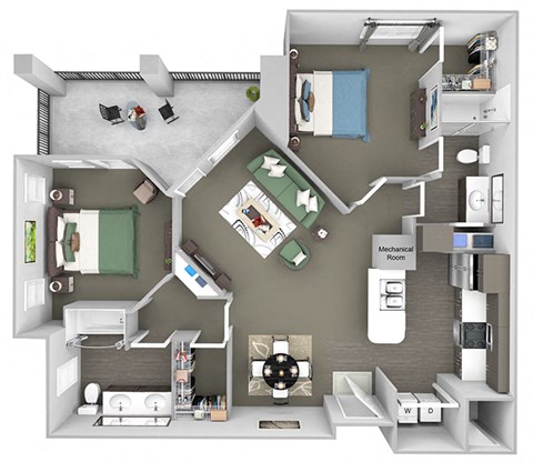 The Fairways - B3 Pebble Beach - 2 Bedroom 2 Bath - 3D