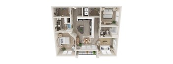 B3 - 2Bed 2Bath - 1224SF