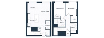 B304 - 2 Bed - 2 Bath - Brentford at the Mile - 2D Floor Plan