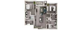 Arazo apartments - B3 - 2 bedroom 2 bath - 3D