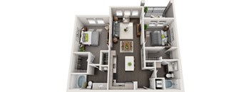 Rise at 2534 - B3 - 2 bedroom 2 bath - 3D