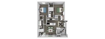 Weston Point - B3 - 2 bed - 2 bath - 3D floor plan