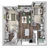 Bonterra Parc - B3 - 2 bedrooms and 2 bath - 3D floor plan Bonterra Parc - B3 - 2 bedrooms and 2 bath - 3D floor plan