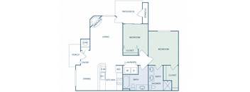 B3 - 2Bed 2Bath - 990 Sq Ft - 2D