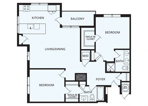 Lansdale Station Apartments B3 floor plan - 2 bed 2 bath