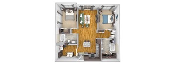 AVANT on Market Center - B3 - 2 bedroom and 2 bath - 3D