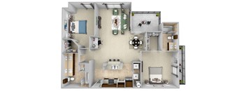 Monterra Las Colinas - B3 - 2 bedroom - 2 bath - 3D