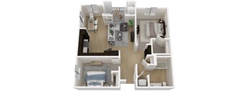 B3 -2 Bed - 1 Bath - 968 sq ft - Talavera Apartments - 3D