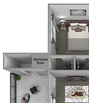 Foothills at Old Town - B3 (White Alder) - 2 bedrooms and 2 bath - 3D floor plan Foothills at Old Town - B3 (White Alder) - 2 bedrooms and 2 bath - 3D floor plan