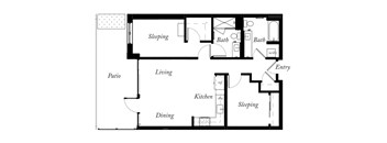 B3 - 2 Bed - 2 Bath - 934 Sq Ft - 2D - Willow Apartments