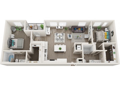 Element 25 apartments B3 2-bedroom 3D floor plan
