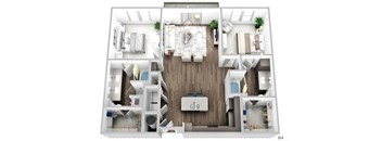 Juncture B4 floor plan 2 beds 2 baths 3D